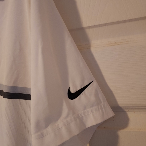 Nike DRI-FIT Raiders Polo Shirt Mens M White Gray Black Stripe Logo NFL On Field - Picture 5 of 13